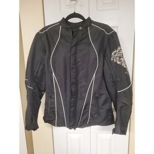 Joe Rocket Womens Motorcycle Jacket Black White Accents Full Zip Pockets Size XL